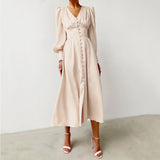 Spring 2025 New Densate Dress Female Design Lantern Sleeves To Show Thin Temperament Long Dress 68HZ