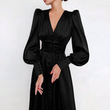 Spring 2025 New Densate Dress Female Design Lantern Sleeves To Show Thin Temperament Long Dress 68HZ