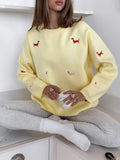 2025 Dachshund Embroidered Jacket Sweater Women's Autumn And Winter T-Shirt T-Shirt 68HZ
