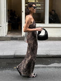 2025 New Sexy Fashion Leopard-Print Women's Summer Slings With Long-Dressed Dress Women 68HZ