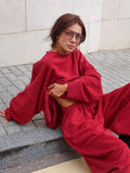 Women's New 2025 Autumn And Winter Fashion Loose-Fitting Trousers Solid-Colored Avant-Garde Two-Piece Sets 68HZ
