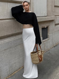 2025 New French-Style Soft White Banquet Fascling Fishtail Skirt Femininity High Waist And Floor Skirt 68HZ