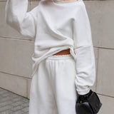 Women's New 2025 Autumn And Winter Fashion Loose-Fitting Trousers Solid-Colored Avant-Garde Two-Piece Sets 68HZ