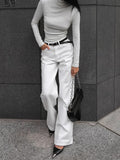 High Street White Straight Tube Drag Floor Leisure Trousers 2025 Autumn And Winter Fashion New Trousers 68HZ