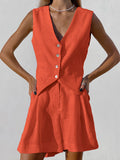 2025 Design Cotton Suit Vest Suit Women's Summer Leisure Sleeveless Vest Shorts Two-Set 68HZ