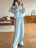 Hooded Jacket Set 2025 Niche Design Feel-Sensitive Strips Bumpy Straight Trousers Two-Piece Set 68HZ