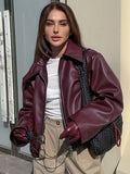 Locomotive Wind Leather Jacket 2025 Autumn And Winter New Loose Coat Fashion Leather Leather New Women's Coat 68HZ