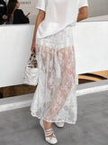 Sexy Lace Perspective White Jiti Flower Dress 2025 Early Spring New Dress 68HZ