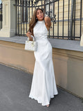 Summer Temperament Fashion Sleeveless Body Closes Small Standing Shoulder Fishtail Dress Sexy Dress Woman 68HZ