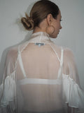 French Spring And Summer New Lotus Leaf Edge Ribbon With Sky Silk Yarn Shirt 2025 Fashion Women's Top 68HZ