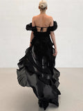 Summer New White Sky Collar Collar Leaf-Side Dress 2025 Fashion Dress 68HZ