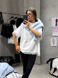 2026 Summer Lazy Lace Side Splicing Belly Cover Short-Sleeved T-Shirts For Women's Summer Design With A Thin Top 68HZ