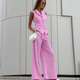 2025 Spring And Summer Sleeveless Body Sleeves Trousers Fashion Casual Temperament Suit Cotton Pink Commuting Women's Clothing 68HZ