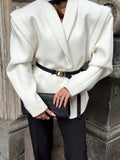 Design Sense Waist Open Fork Very Broad Long Sleeve V Collar Small Suit Coat Female Senior Hair Coat Coat 68HZ