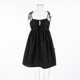 2025 Spring And Summer Sexy Design Black Slings Open Shoulder Loose Square Collar Dress Classic Evening Dress Woman 68HZ