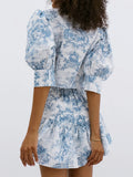 New Chinese Small Collar Printing Short-Sleeved Skirt Set 2025 Autumn Fashion New Two-Set Women 68HZ