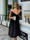 Summer Leisure Design Sense Collar Bow Tie With Chest-Swab Dress Temperament Commuting Short Dress Woman 68HZ