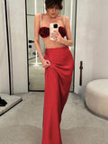 Red Thick And Dumb Color Clove High Waist Drag Skirt Dress 2025 Spring New Fashion Women's Clothing 68HZ
