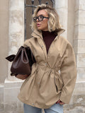 2025 Autumn Barn Wind Coat Women's Design Sense Of Long-Term Simple Leisure Loose Belt Tample Wind Breeze 68HZ