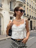 2025 Fashion Summer Sexy Lace Lace Sleeveless Square Collar Loose Small Sling Lace Small Vest Women's Clothing 68HZ