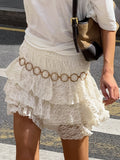 Fashion Commuting Comfortable And Lace Cake Skirt Summer Short Simple Solid Lady Half Body Skirt 68HZ