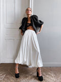 Women's Dress Skirt High Waist Simple Elegant A-Dress Fashion Casual Pure Color Long Skirt 68HZ