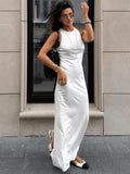 French White Body Repair Bag With A Forked Knitted Dress In The 2025 Spring And Summer New Long Dress Woman 68HZ