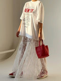 Spring And Summer New Loose Lace Jaclace High Waist Skirt 2025 Fashion Commuting Long Dress 68HZ