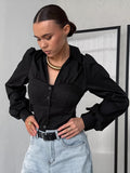 2025 French Body-Repair Cotton Short Temperament Long-Sleeved Shirt Autumn Fashion New Women's Top 68HZ