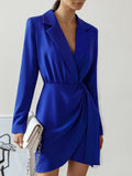 Autumn And Winter Fashion Women's Commuting Professional Dress French Body-Fits-Up Black Long-Sleeved Suit Dress 68HZ