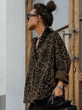 Vintage Leopard-Print English Style Collar Long-Sleeved Casual Coat 2025 Autumn Fashion New Women 68HZ