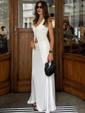 Spring And Summer New Knitted Cardigan Sleeveless Top High Waist Long A Skirt Two Sets Of Fashion Commuting Women's Clothing 68HZ