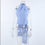 Hottie Style Short-Term Drawback Hanging Neck Stripe Sling Belt 2025 New Summer Vest Woman 68HZ