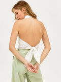 2025 Summer New White Cotton Sexy Hottie Hanging Back Sleeveless Small Vest Woman 68HZ