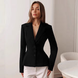 2025 Autumn And Winter New Long Sleeves Waist V Collar Commuting Small Suit Women's Casual Fashion Shoulder Jacket 68HZ