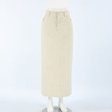 Spring And Summer 2025 New Pure Cotton Beige Dress Slim Slim High Waist Pocket Open Skirt Half Dress Women's Dress 68HZ