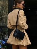 Autumn New Windwear Collar Short-Sleeved Umbilberry Skirt Set 2025 Fashion Two-Piece Women 68HZ