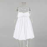 Spring And Summer Casual White Sling V-Neck Fashion Dress Body Commuting Short Dress Girl 68HZ