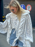 Autumn Design Sense Gentle Small Broken Lotus Edge Tied With Chiffon Top Woman 2025 New French Shirt 68HZ