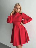 French Spring Red Collar Bubble Sleeve Dress 2025 Wildberries Hot New Fashion 68HZ