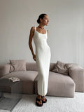 2025 New Holiday Wind U Tie Dress Women's Beach Sexy Long Dress Knitted Pit Long Dress Summer 68HZ
