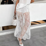 Sexy Lace Perspective White Jiti Flower Dress 2025 Early Spring New Dress 68HZ