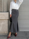Temperament Commuting High-Waist Brown Fashion Skirt 2025 Autumn New Suit Long Dress Girl 68HZ