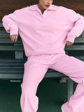 Pink Collar Plus Velvet Tuff Loose Long-Sleeved Trousers Set 2025 Autumn And Winter Fashion New Two-Set Women 68HZ