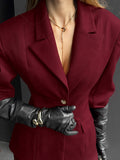 Autumn And Winter Vintage Wine Red Small Suit Trousers Two Sets Of Women's First Thin Commuting Suit Suit 68HZ