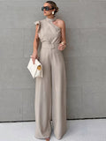 Qaqi Small Standing Lead Flying Sleeve Vest Trouser Temperament Suit 2025 Autumn Fashion New Two-Piece Set 68HZ