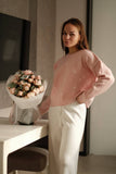 Autumn New Love To The Flower Jacket Sweater Lady Round Collar Long Sleeve Bottom Shirt Women Simple Top 68HZ
