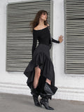 2025 Autumn Design High Waist-Claw Cascading Lotus Leaves On The Edge Of The Cotton Irregular Half-Dress Woman 68HZ