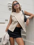Autumn 2025 New High-End French Champagne Round Neck Irregular Opening Suit Vest Vest Woman 68HZ