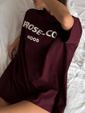 2025 Summer New Women's Wear Round Red Short-Sleeved T-Shirt Women Loose Letter Print Tops Women Wear 68HZ
